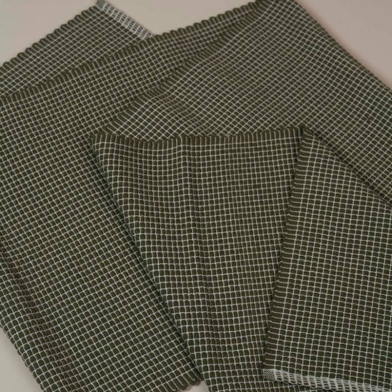 Woven Cotton Table Runner In Olive
