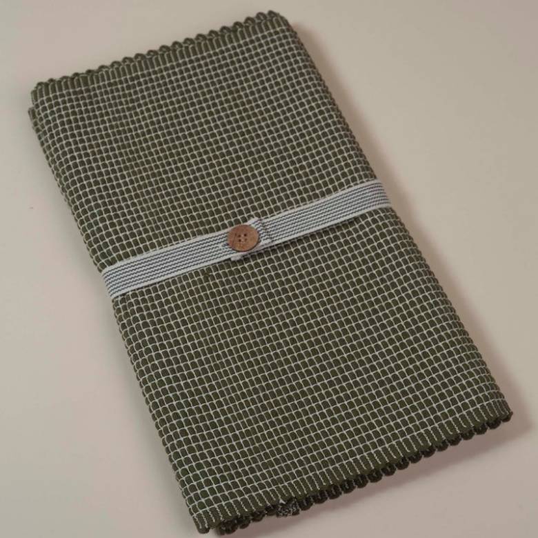 Woven Cotton Table Runner In Olive