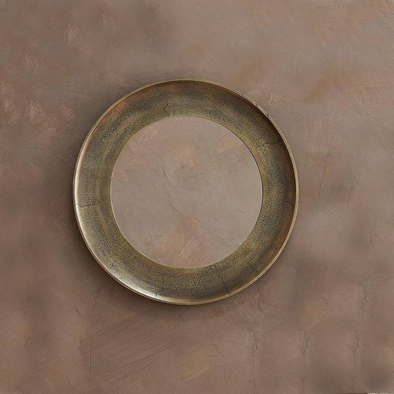 Small Circular Yakira Mirror In Antique Brass Finish