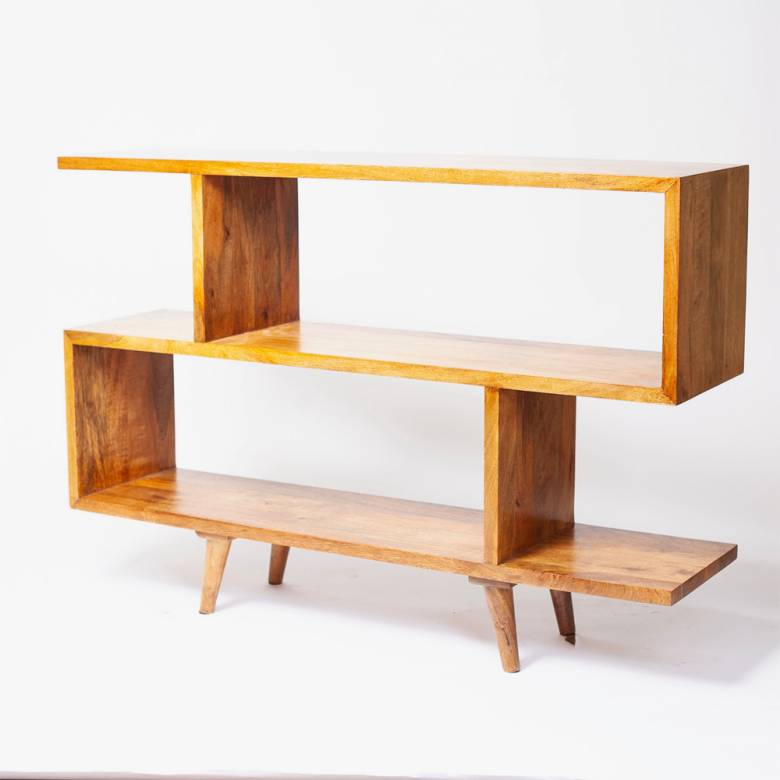 Zig Zag Short Low Wooden Bookcase Shelves 82 x 120cm