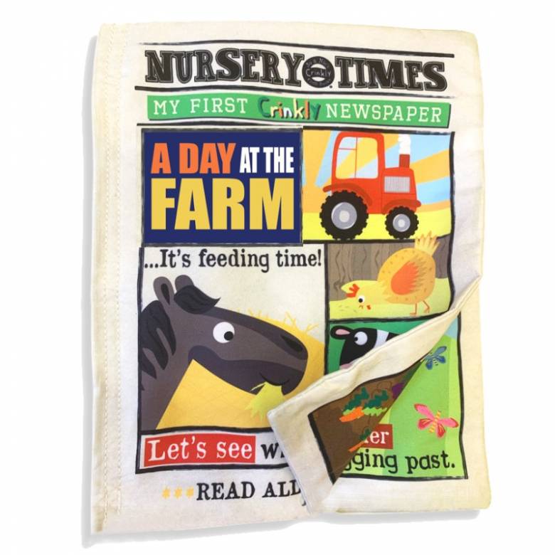 A Day At The Farm - Nursery Times Crinkly Newspaper Baby Toy 0+