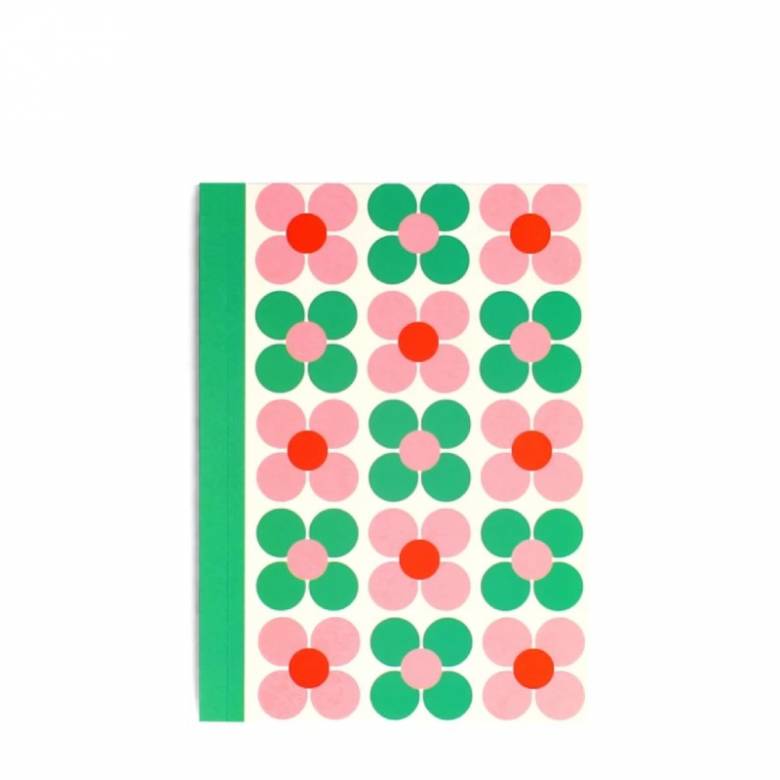 A6 Lined Notebook - Pink & Green Daisy