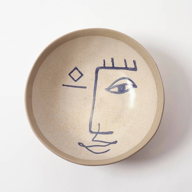 Painted Abstract Face Bowl