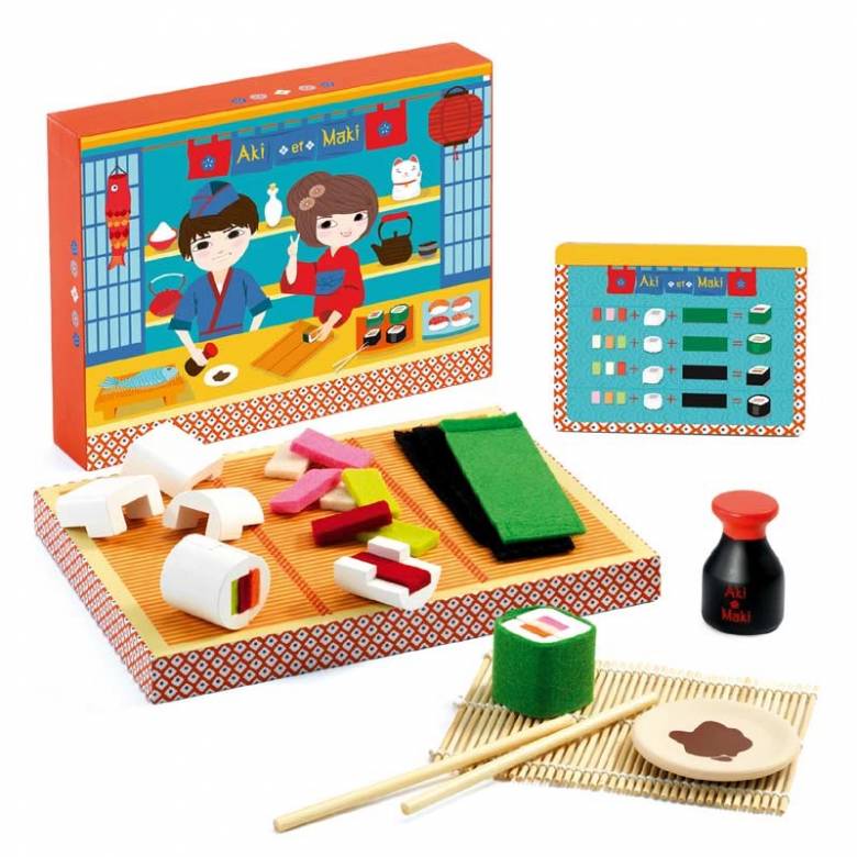 Aki & Maki - Wooden Sushi Play Food Set By Djeco 4+