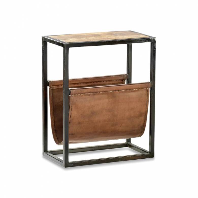 Alera Metal & Leather Side Table