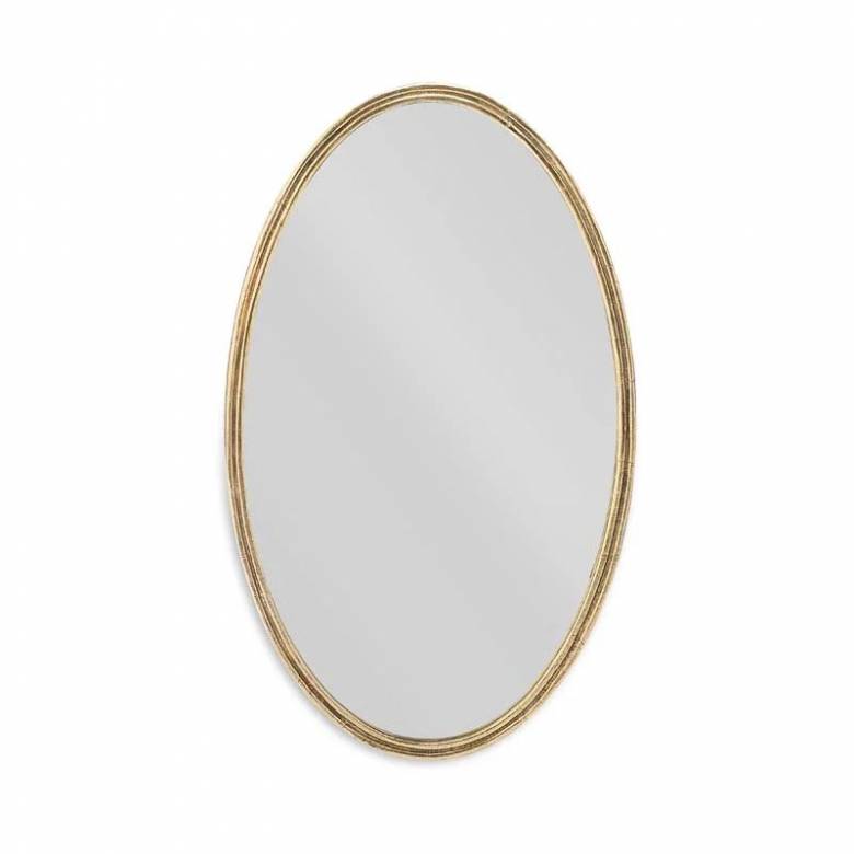 Almora Oval Mirror In Antiqued Brass