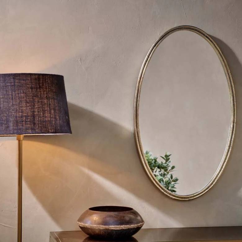 Almora Oval Mirror In Antiqued Brass