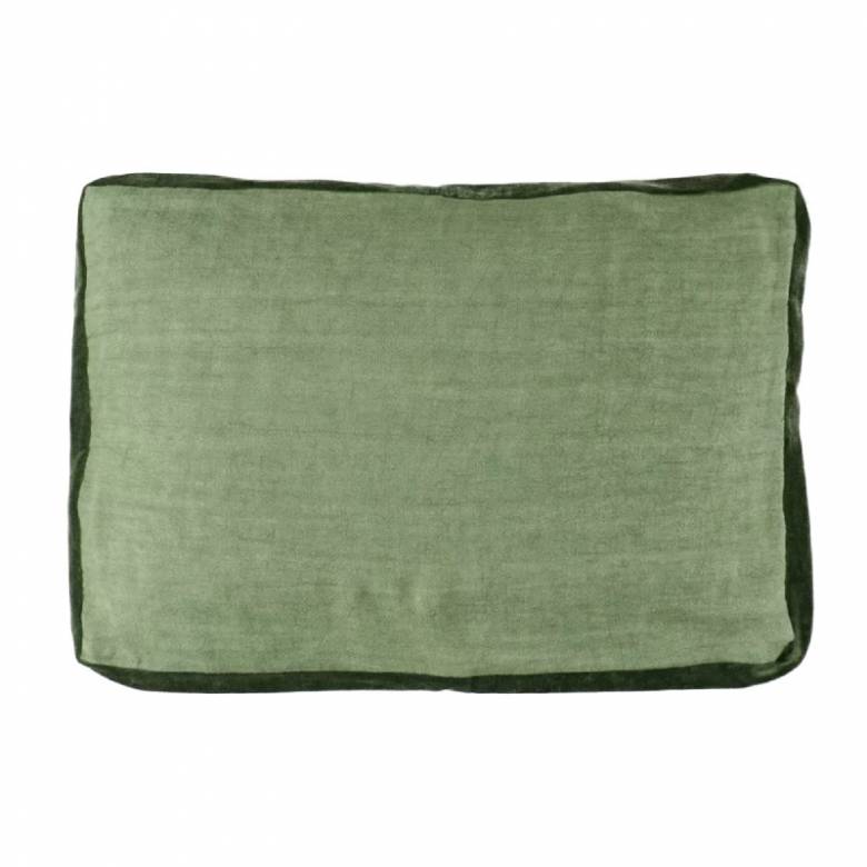 Alpha Rectangular Linen Cushion In Green 60x40