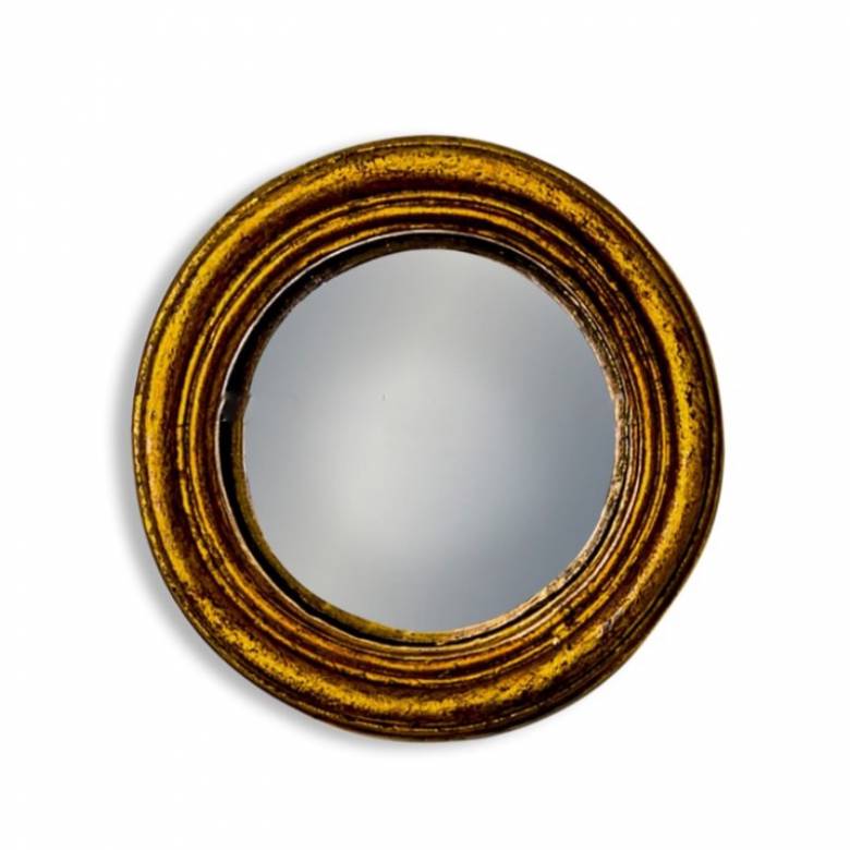 Antiqued Gold Framed Extra Small Convex Mirror 9.5cm