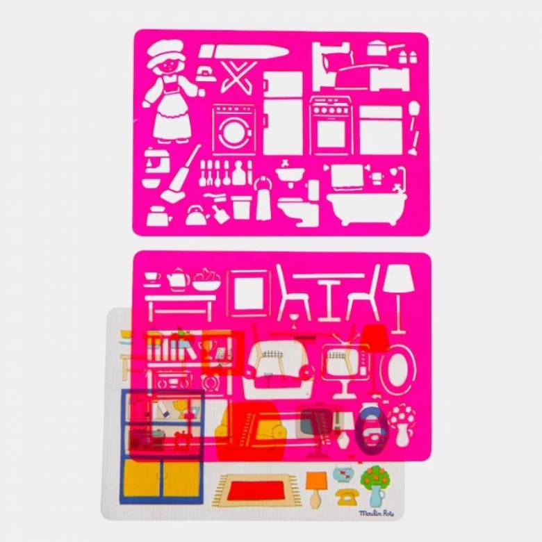 At Home - Drawing Stencils Set By Moulin Roty 4+
