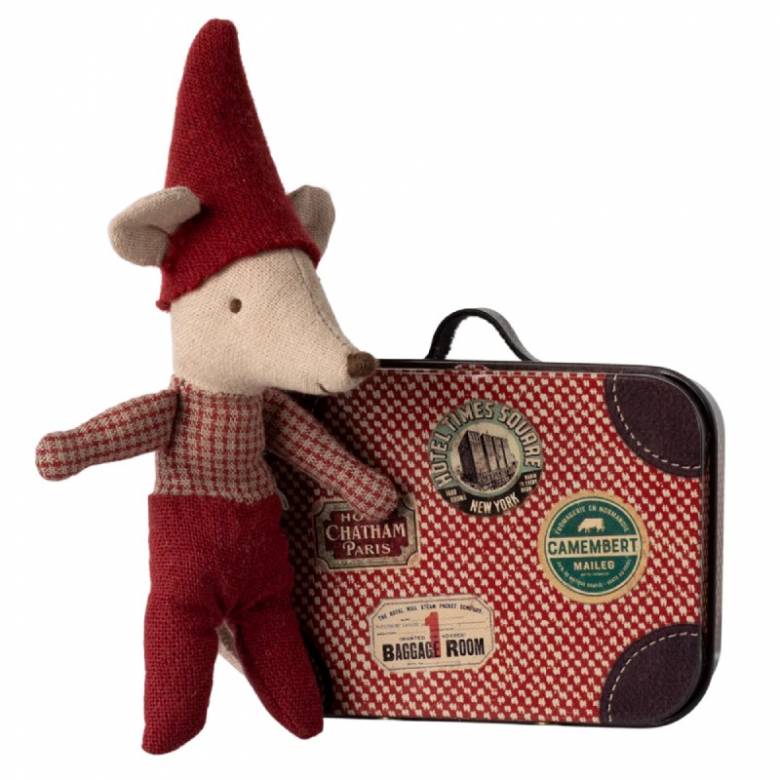 Baby Christmas Mouse In Metal Suitcase By Maileg 3+