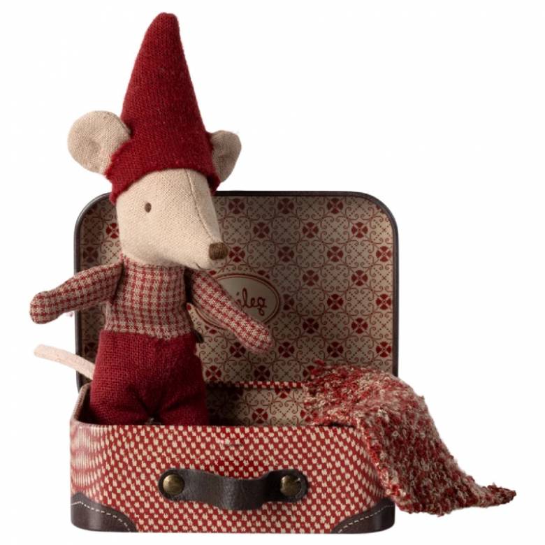 Baby Christmas Mouse In Metal Suitcase By Maileg 3+