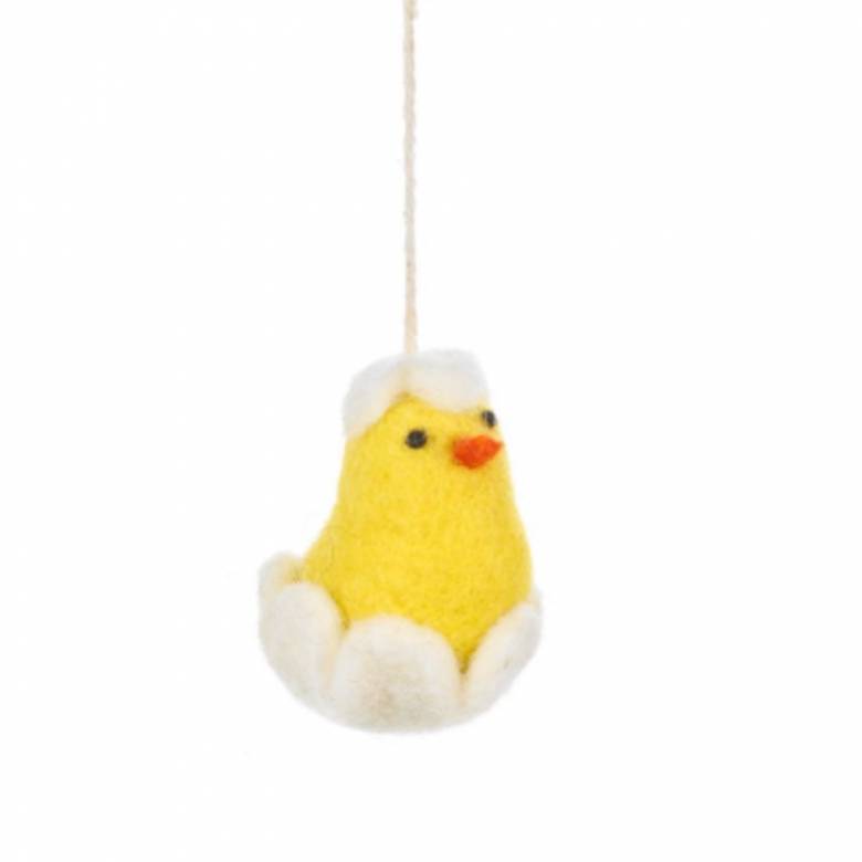 Baby Hatching Chick - Handmade Felt Hanging Decoration