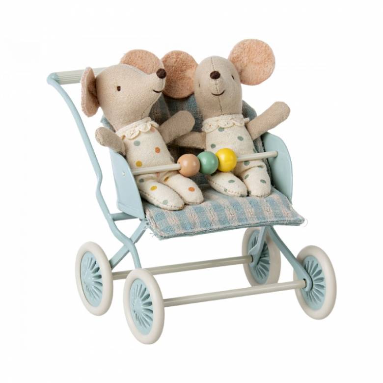 Baby Mice Stroller In Mint By Maileg 3+