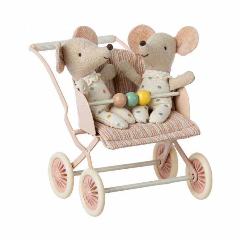 Baby Mice Stroller In Rose By Maileg 3+