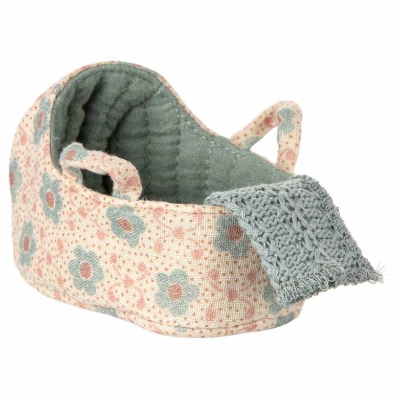 Baby Mouse Carrycot In Blue By Maileg 3+