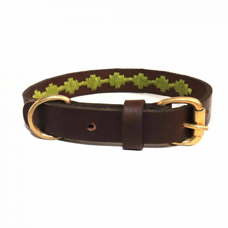 Bark Leather Dog Collar In Grass - Large