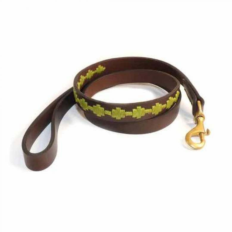 Bark Leather Dog Lead In Grass