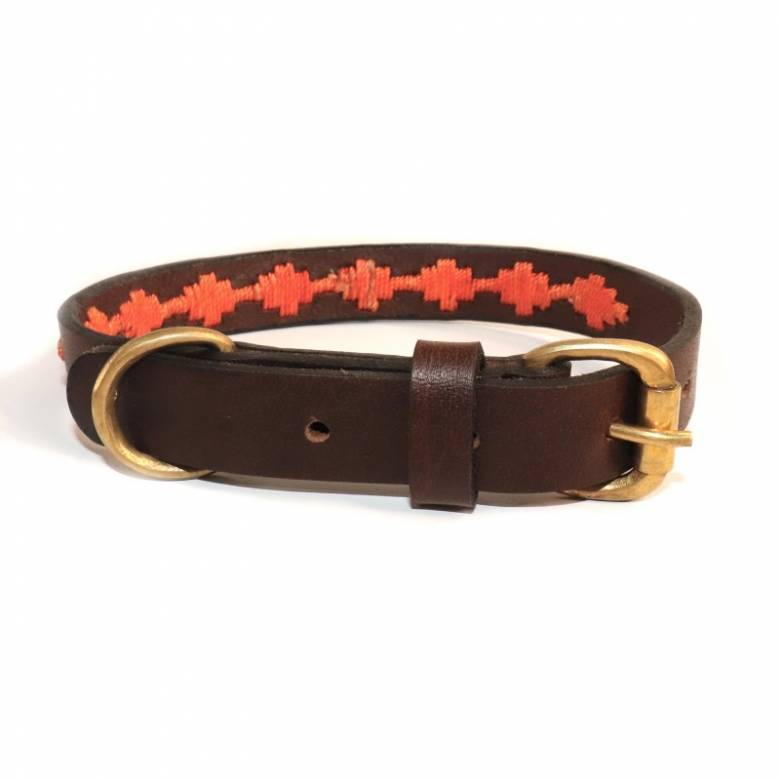 Bark Leather Dog Collar In Ochre - Extra Large