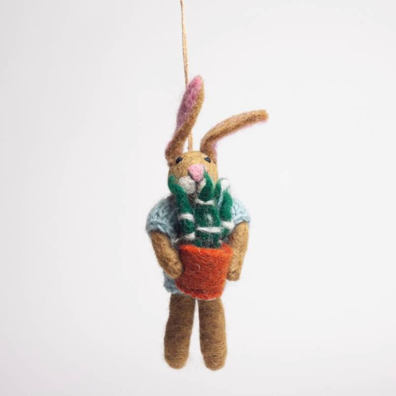 Benjamin the Bunny Houseplant - Handmade Felt Hanging Decoration