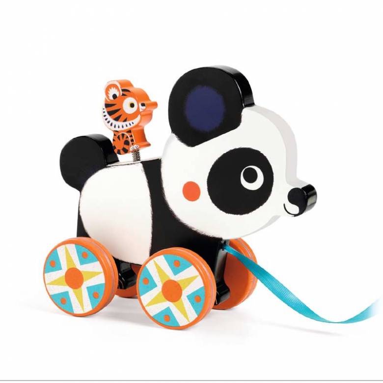 Billie The Panda Wooden Pull Along Toy By Djeco 18m+