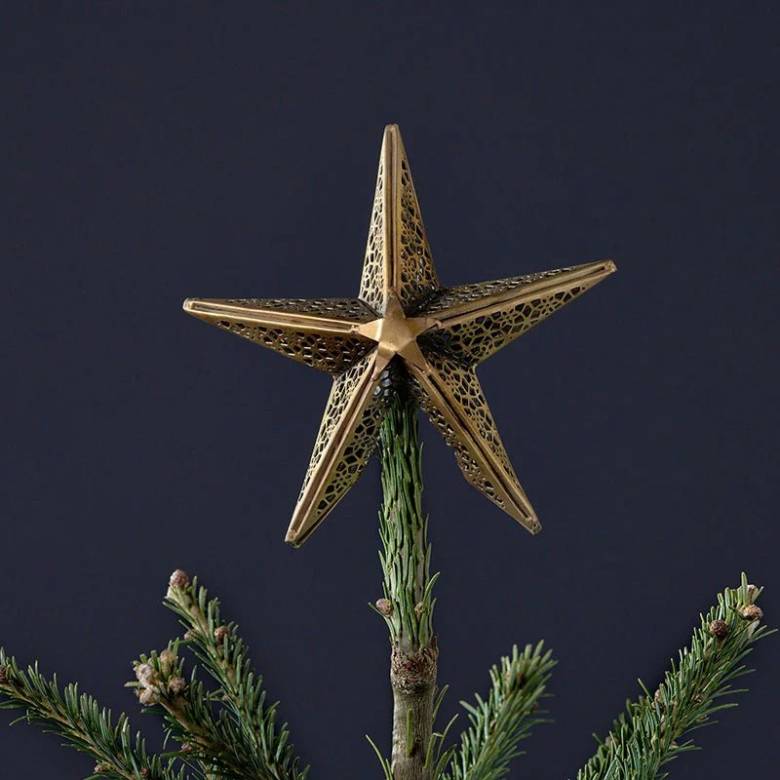 Bishakha Star Metal Tree Topper In Brass