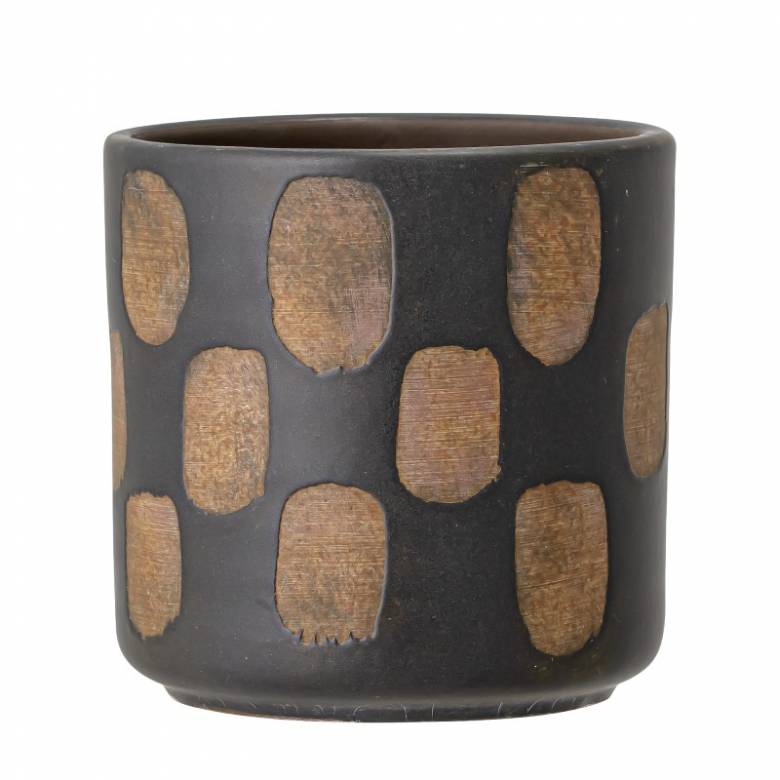 Black & Brown Terracotta Splodge Vase H:12cm