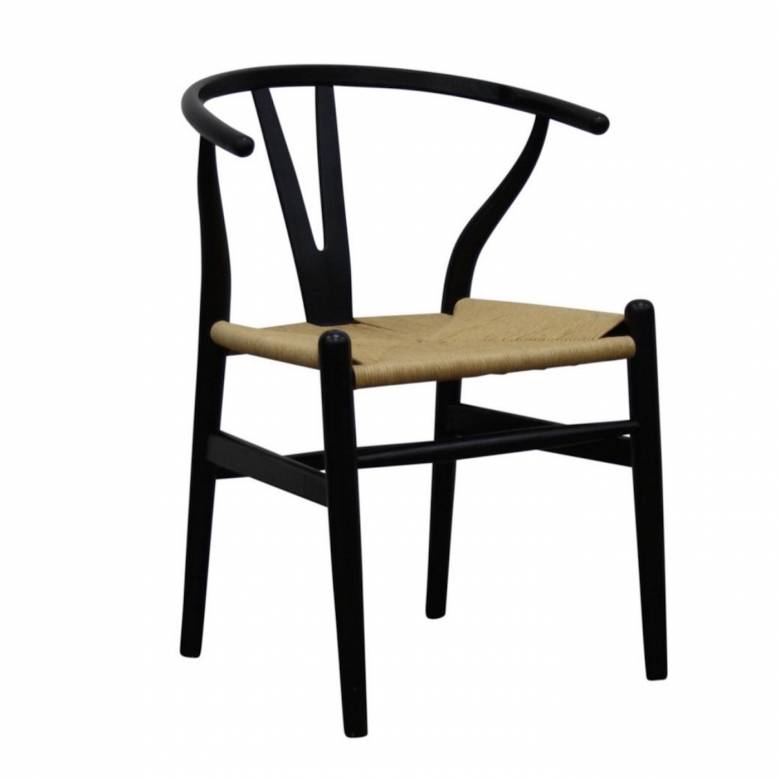 Mid-Century Style Curve Back Elm Chair - Black