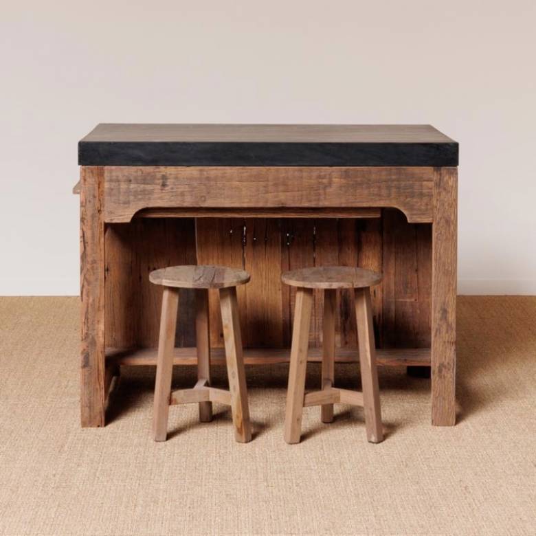 Black Marble Counter Unit With Sliding Table