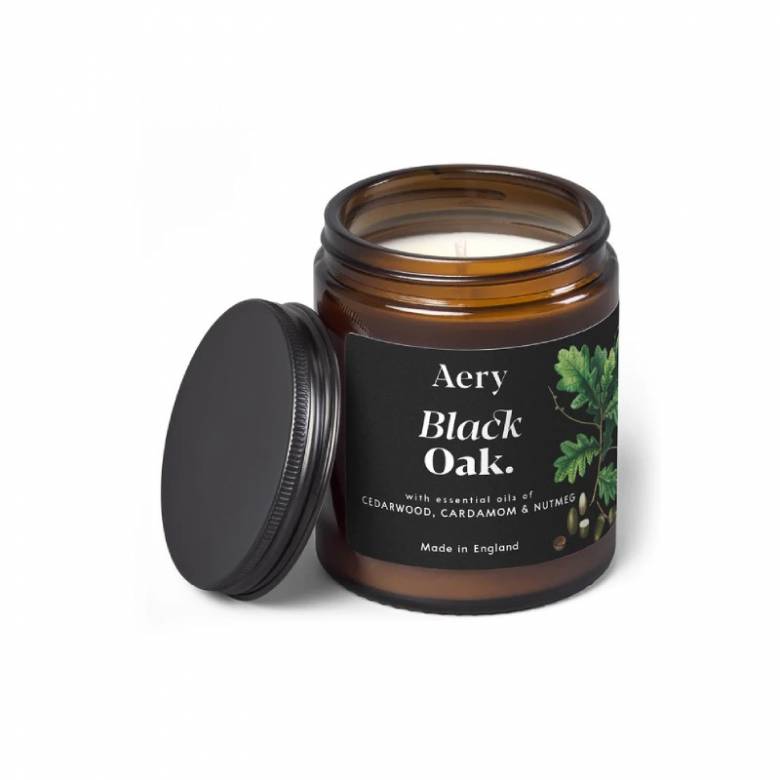 Black Oak - Scented Candle In Brown Glass Jar By Aery