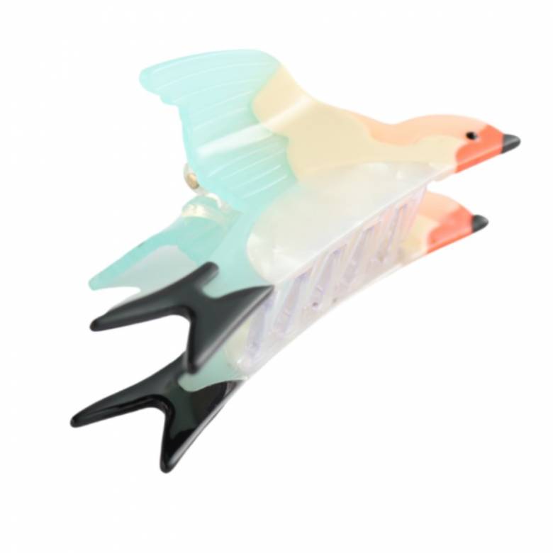 Blue Bird With Red Beak - Large Single Claw Hair Clip