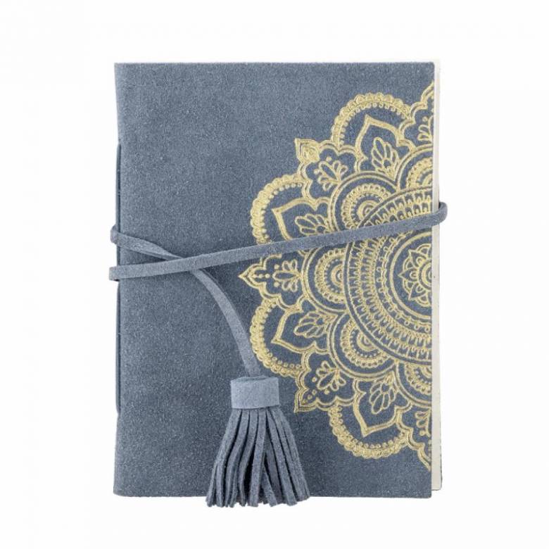 Blue Suede Notebook With Embossed Cover