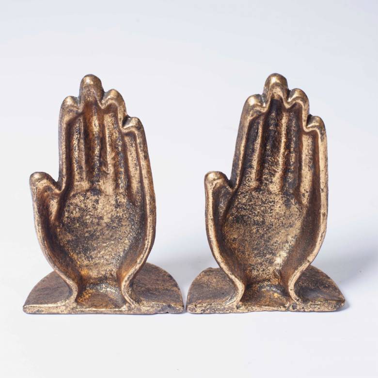 Pair Of Brass Hand Bookends