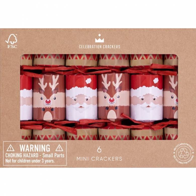 Box Of 6 Mini Santa & Reindeer Christmas Crackers