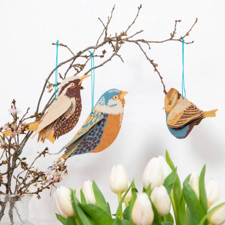 British Birds - Paper Ornaments Hanging Decorations