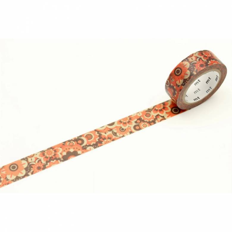 Brown Layered Flowers - Roll Of Washi Masking Tape