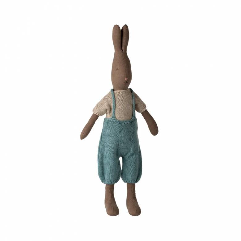 Brown Rabbit In Knitted Overalls Size 3 Soft Toy By Maileg 0+