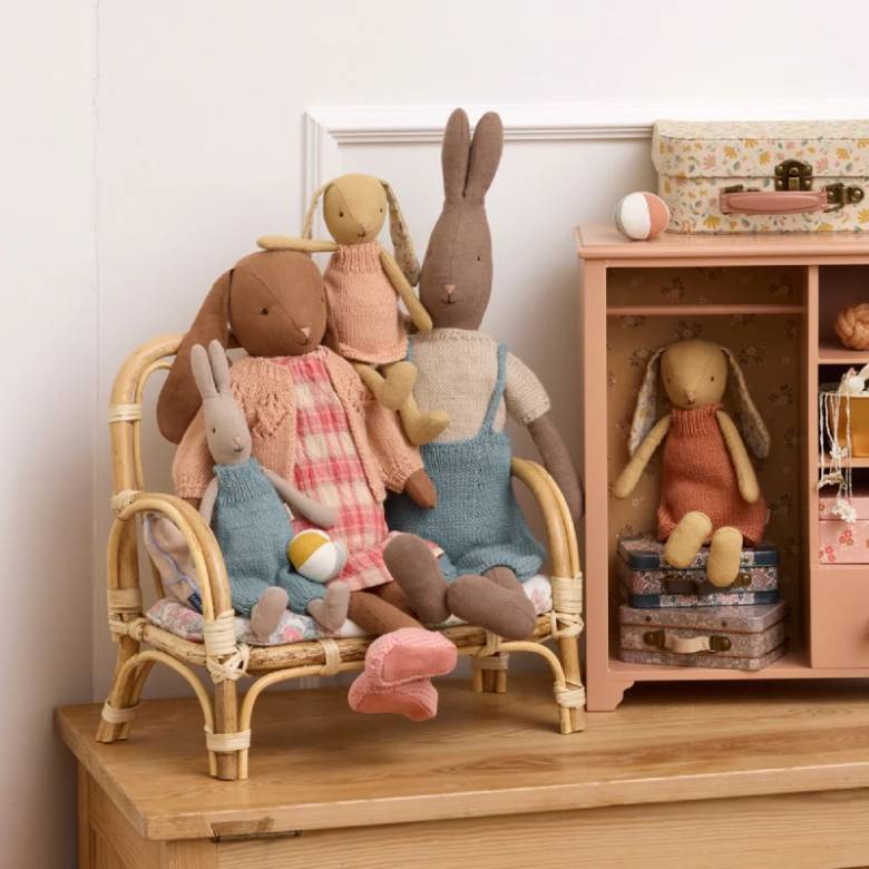 Brown Rabbit In Knitted Overalls Size 3 Soft Toy By Maileg 0+