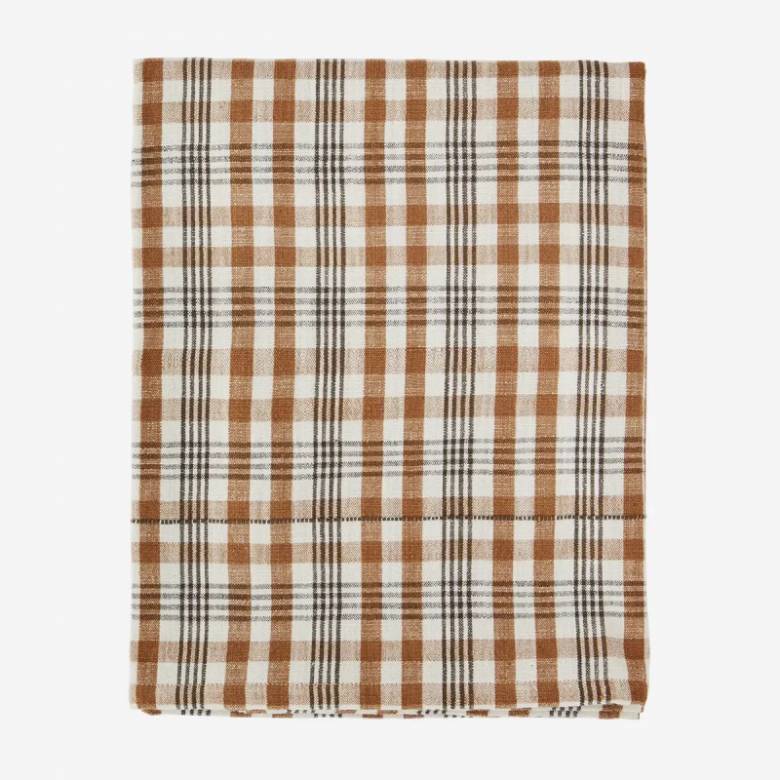 Checked Table Cloth In Burnt Orange