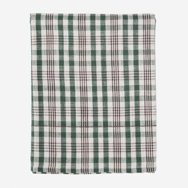 Checked Table Cloth In Green & Charcoal