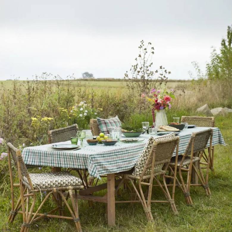 Checked Table Cloth In Green & Charcoal