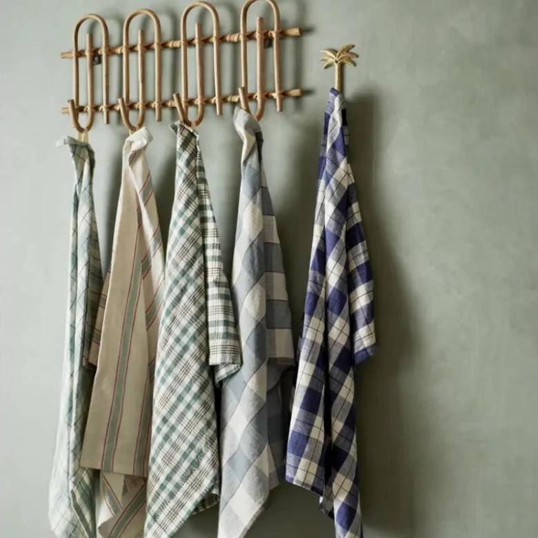 Checked Tea Towel In Green & Charcoal