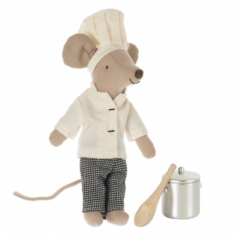 Chef Mouse With Soup Pot & Spoon Soft Toy By Maileg 3+
