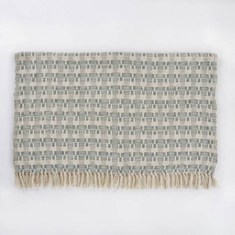 Chequerboard Blanket Throw In Dove Grey 100x220cm
