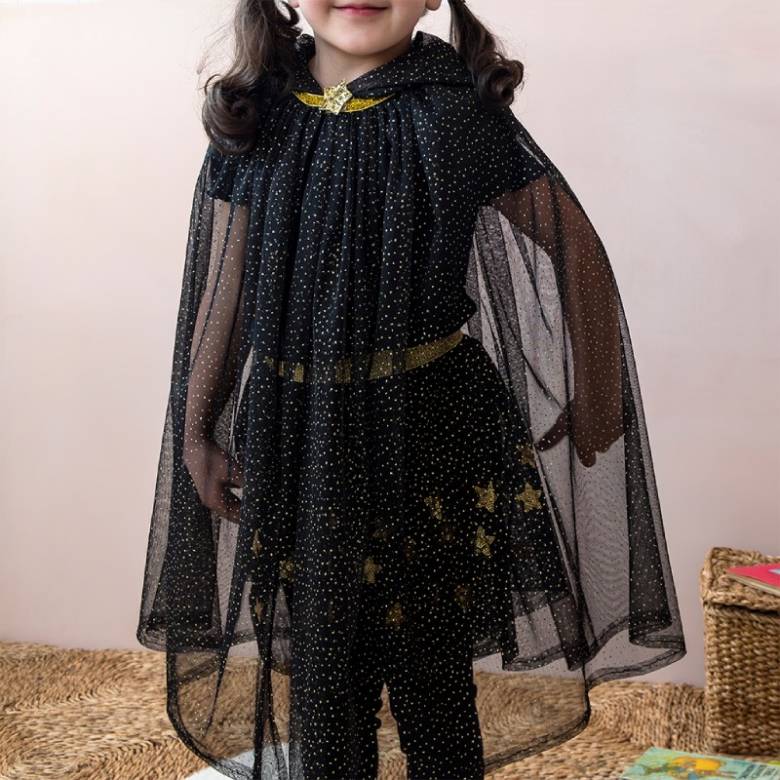 Children's Cape In Black Glitter