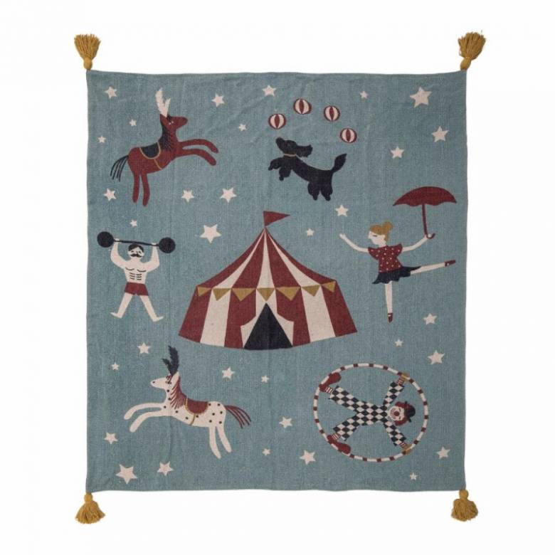 Children's Circus Print Cotton Blanket Throw
