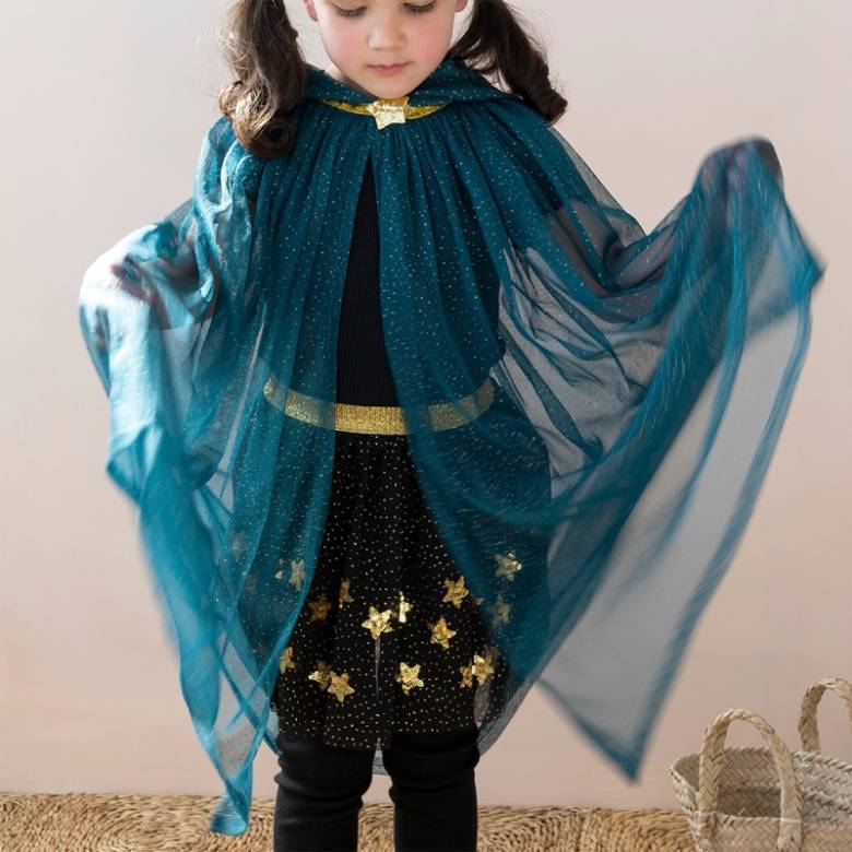 Children's Glitter Cape In Blue 3+