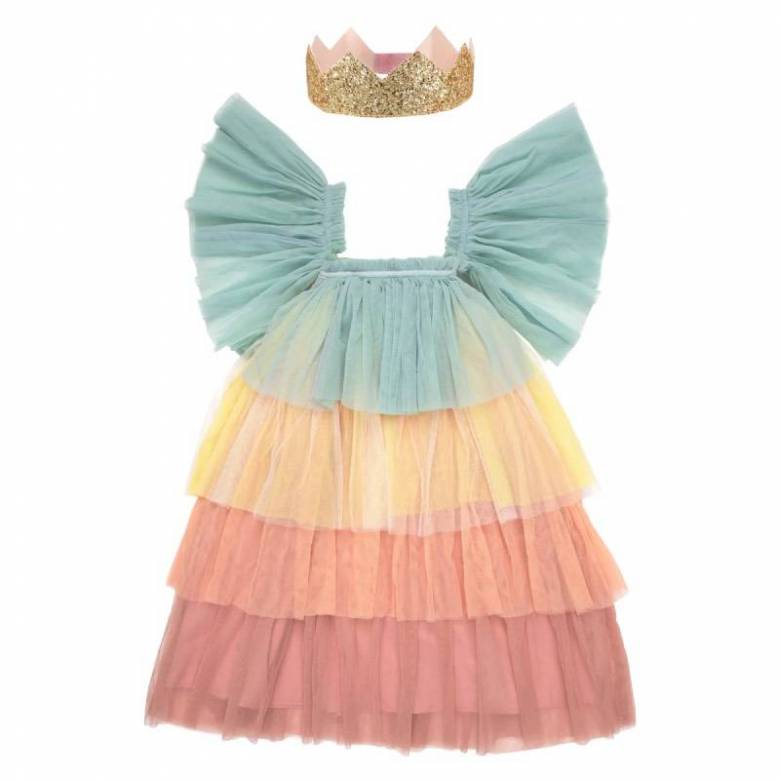 Children's Rainbow Ruffle Princess Fancy Dress Costume 5-6yrs