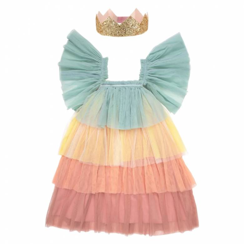 Children's Rainbow Ruffle Princess Fancy Dress Costume 3-4yrs