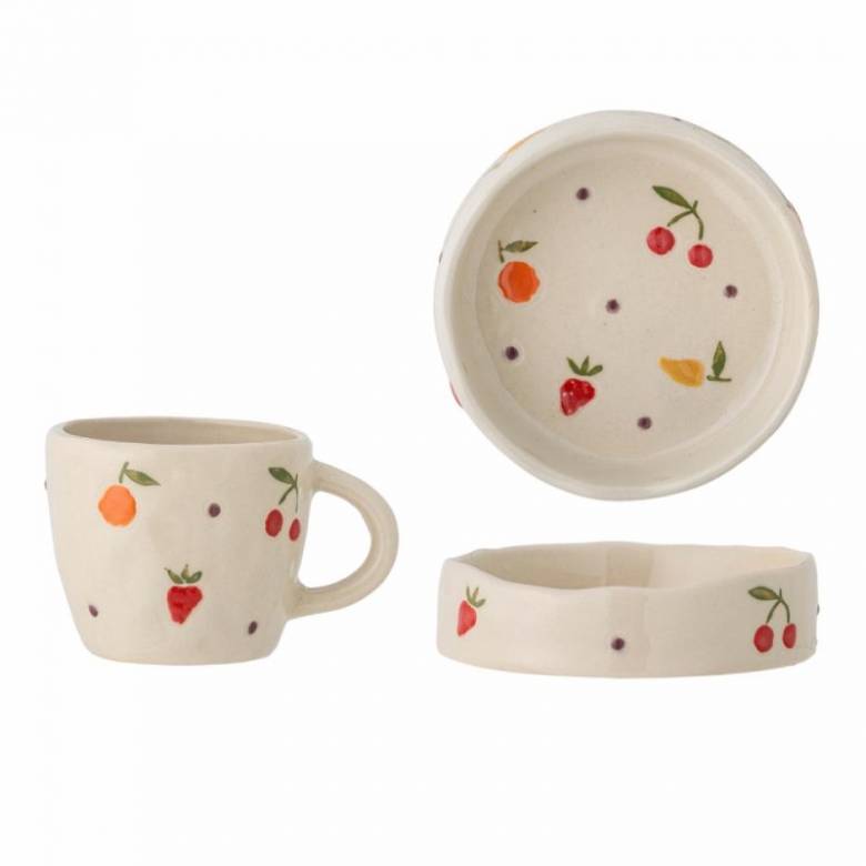 Children's Stoneware Tableware Set In Fruit Print